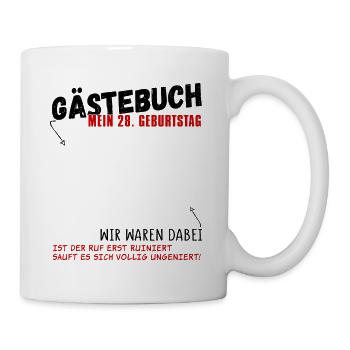 28. Geburtstag Gästebuch 28 Jahre - Tasse - Weiß - Rechts