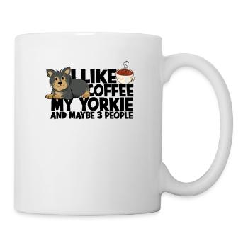 J’aime le café mon yorkie et peut-être 3 personnes - - Mug blanc - blanc - Droite