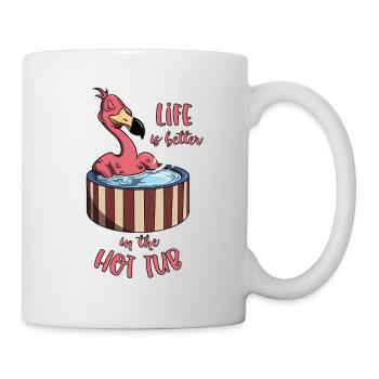 Flamingo im Pool - Life is better in the Hot Tub - Mug - white - Right