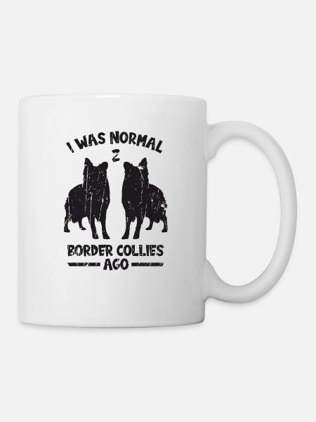 Ich war normal 2 Border Collies vor - Hund - Tasse - Weiß
