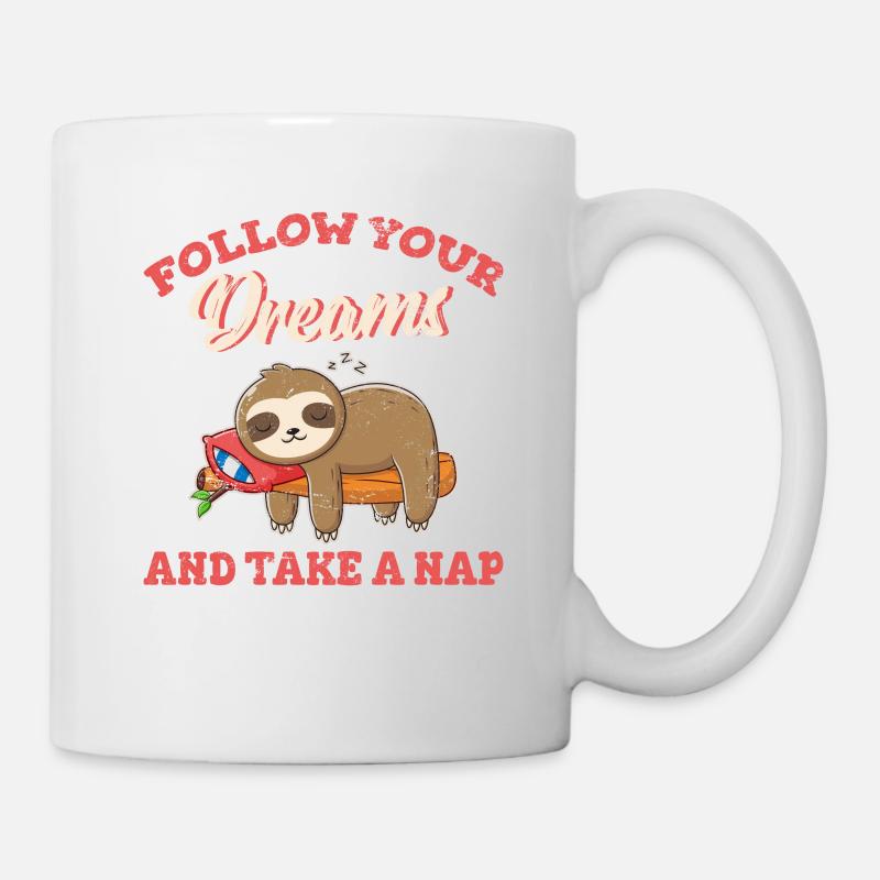 Suivez vos rêves et faites une sieste Bébé paresseux mignon - Mug blanc - blanc