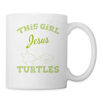This Girl Runs On Jesus And Turtles Funny Sea Turt - Mug - white - Right