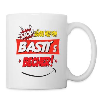 Hände weg vom Basti seinem Becher - Tasse - Weiß - Rechts
