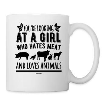 La fille aime les animaux cadeau végétalien - Mug blanc - blanc - Droite