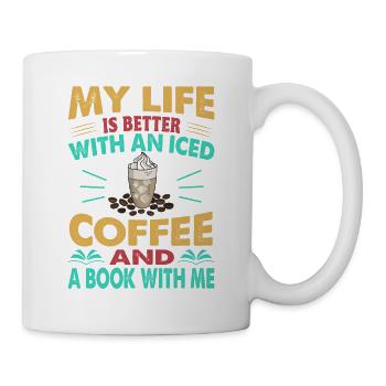Ma vie est meilleure avec un café glacé et un livre W - Mug blanc - blanc - Droite