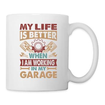 ma vie est meilleure quand je travaille dans mon garage - - Mug blanc - blanc - Droite