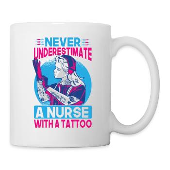 Ne sous-estimez jamais une infirmière avec un tatouage - Drôle - Mug blanc - blanc - Droite