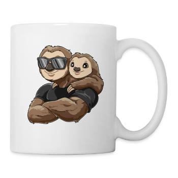 Starkes Faultier mit Baby Faultier Kind - Tasse - Weiß - Rechts