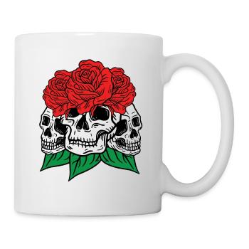 Totenköpfe und Rosen Gothic Knochen Skelett Tod - Tasse - Weiß - Rechts