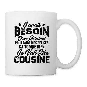 Je vais être cousine, Cadeau pour future cousine - Mug blanc - blanc - Droite