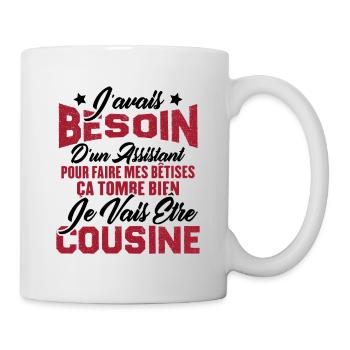 Je vais être cousine, Cadeau pour future cousine - Mug blanc - blanc - Droite