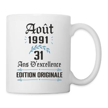 31 ans anniversaire aout 1991 - Mug blanc - blanc - Droite