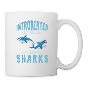 Introverti mais prêt à discuter des requins drôle sh - Mug blanc - blanc - Droite