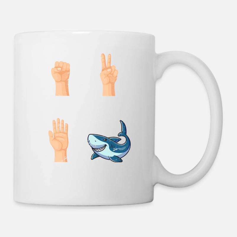 Rock Paper Scissors Nothing Beats Sharks Funny Sha - Mug - white