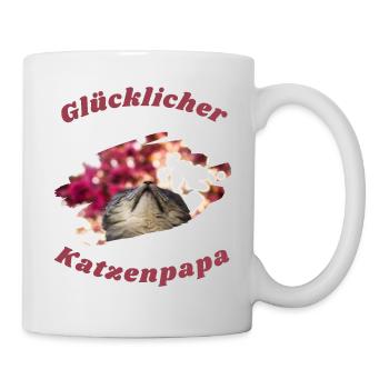 Glücklicher Katzenpapa Katze Papa Vater Lustig - Tasse - Weiß - Rechts