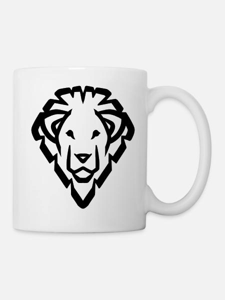 Löwenkopf Symbol schwarz - Tasse - Weiß