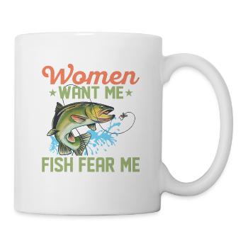 Women Want Me Fish Fear Me Fisherman Angler - Mug - white - Right