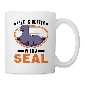 Life is better with a Seal Robbe - Mug - white - Right