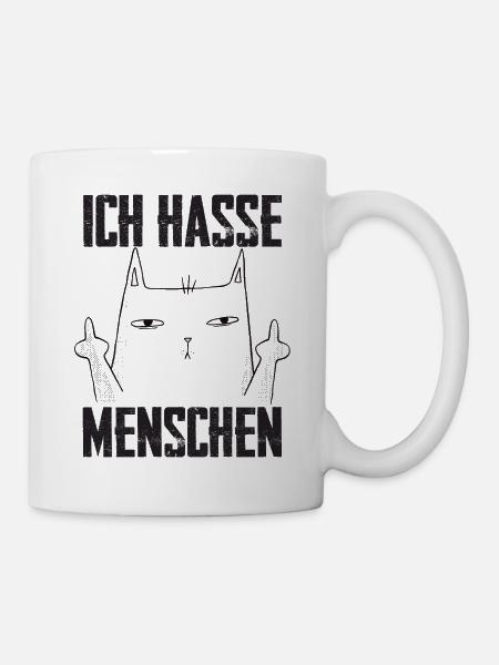 Ich Hasse Menschen Lustige Katze Mittelfinger - Tasse - Weiß