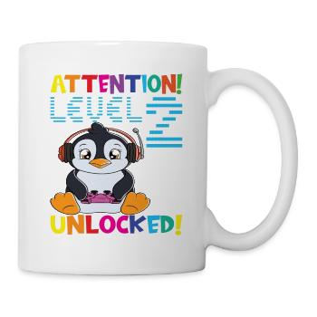 Attention Niveau 2 Anniversaire débloqué - Mug blanc - blanc - Droite