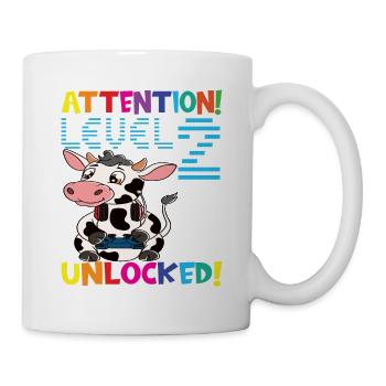 Attention Niveau 2 Anniversaire débloqué - Mug blanc - blanc - Droite