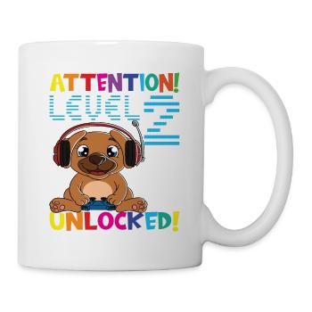 Attention Niveau 2 Anniversaire débloqué - Mug blanc - blanc - Droite