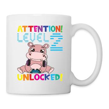 Attention Niveau 2 Anniversaire débloqué - Mug blanc - blanc - Droite