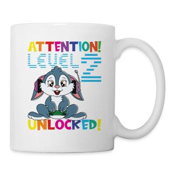 Attention Niveau 2 Anniversaire débloqué - Mug blanc - blanc - Droite