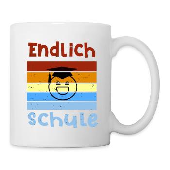 Endlich wieder Schule Smile Schulbeginn T shirt - Tasse - Weiß - Rechts