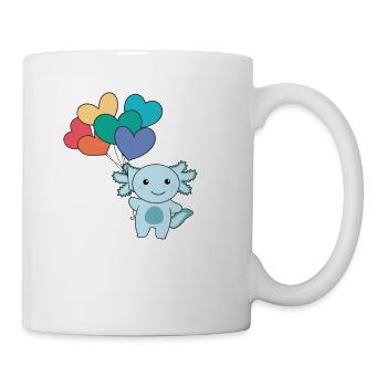 Regenbogen Herzen Pride LGBTQ Luftballons Axolotl - Tasse - Weiß - Rechts