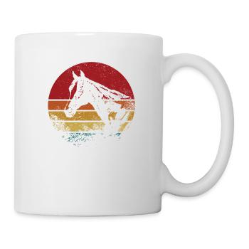 Pferd Silhouette Vintage Pferde Druck Liebhaber - Tasse - Weiß - Rechts