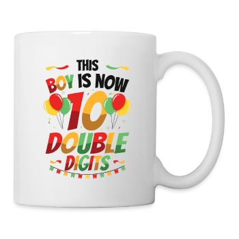 This boy is now 10 double digit birthday - Mug - white - Right