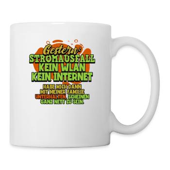 Gestern Stromausfall Zocken Gaming - Tasse - Weiß - Rechts