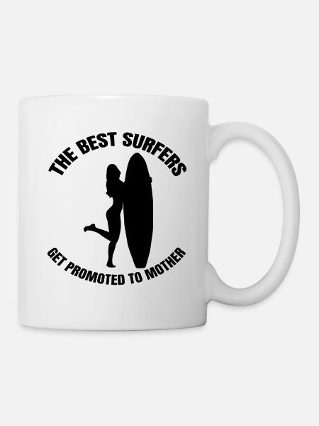 Surferin Mutter Surfbrett Mom surfen Wellenreiten - Tasse - Weiß