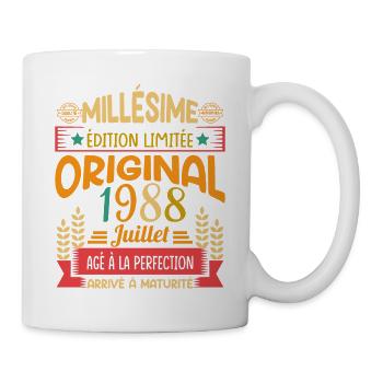Millésime Né(e) Juillet 1988 Cadeau Anniversaire - Mug blanc - blanc - Droite