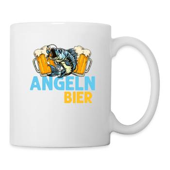 Pêche et bière c’est pourquoi je suis pêcheur fischer ici - Mug blanc - blanc - Droite