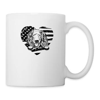 Boykin spaniel dog silhoutte with american flag - Mug - white - Right