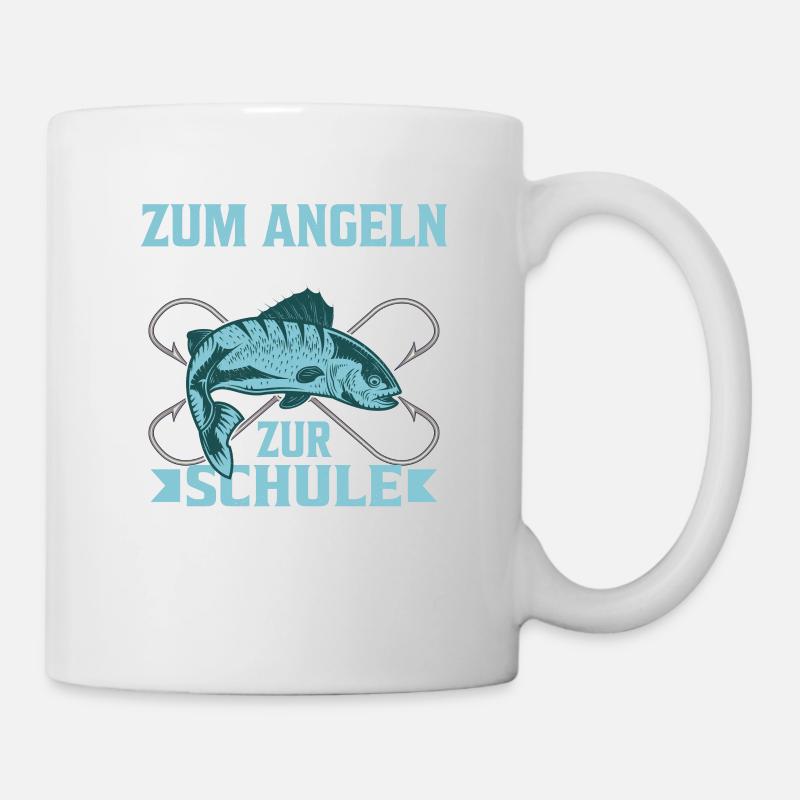 Né pour pêcher, Fischer forcé d’aller à l’école - Mug blanc - blanc