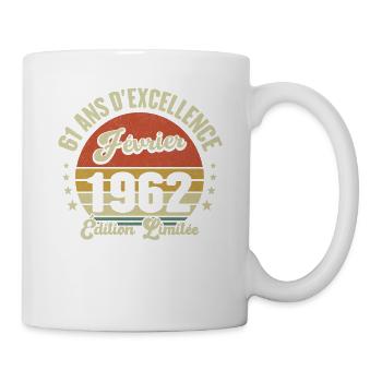 61 years Old February 1962 Anniversary Vintage Gift - Mug - white - Right
