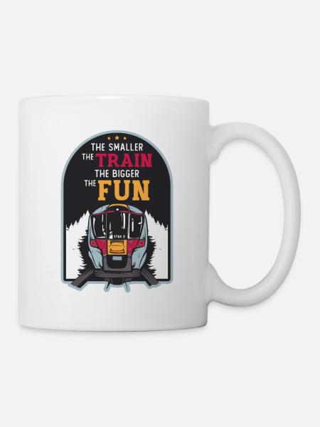 Kleiner der Zug, desto größer die Modelleisenbahn - Tasse - Weiß
