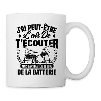 Dans Ma Tête Je Joue De La Batterie Batteur Cadeau - Mug blanc - blanc - Droite