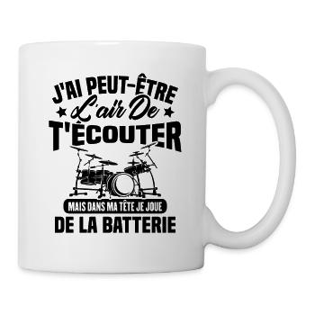 Dans Ma Tête Je Joue De La Batterie Batteur Cadeau - Mug blanc - blanc - Droite