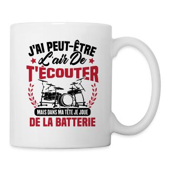 Dans Ma Tête Je Joue De La Batterie Batteur Cadeau - Mug blanc - blanc - Droite