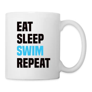 Eat Sleep Swim Repeat - Tasse - Weiß - Rechts