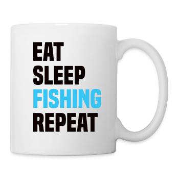 Manger dormir Pêche Répéter - Mug blanc - blanc - Droite