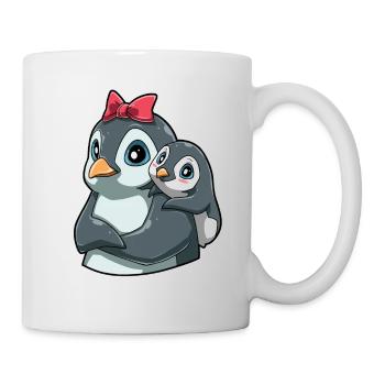 Liebevoller Pinguin mit Pinguin Kind für Pinguin - Tasse - Weiß - Rechts