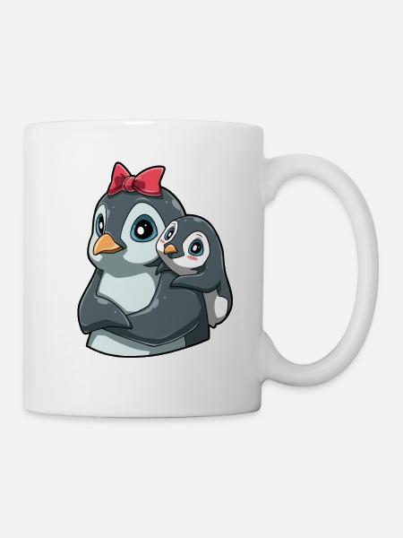 Liebevoller Pinguin mit Pinguin Kind für Pinguin - Tasse - Weiß