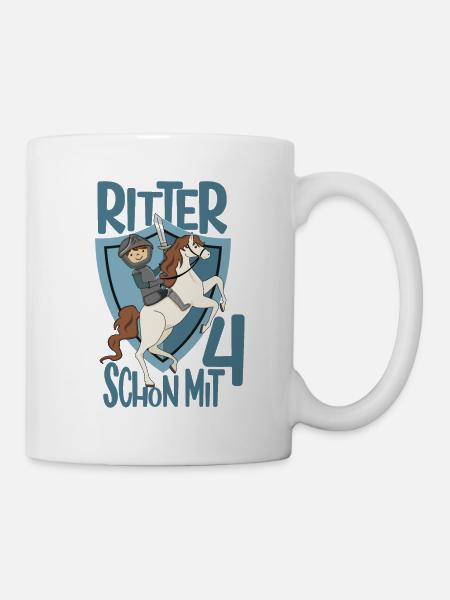 4. Geburtstag Junge Ritter Geburtstagsmotiv Idee - Tasse - Weiß