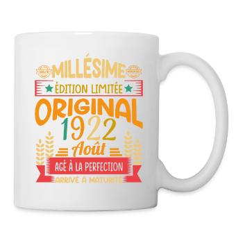 Millésime Né(e) Août 1922 Cadeau Anniversaire - Mug blanc - blanc - Droite