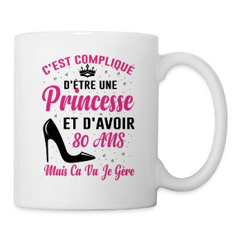 Princesse 80 Ans Idée Cadeau Anniversaire Amour - Mug blanc - blanc - Droite